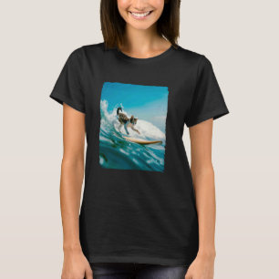 Funny Cat Surfing Kitten Surf Ocean Colourful Wave T-Shirt