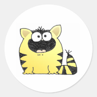 Funny Cat Surprise Classic Round Sticker