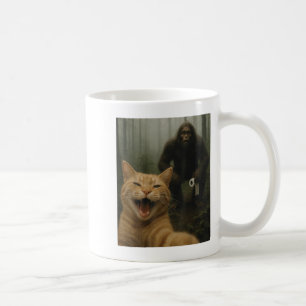 Funny Cat Surprised Happy Selfie With Bigfoot Sasq Coffee Mug