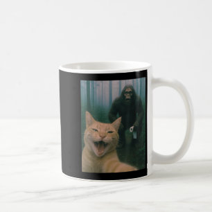 Funny Cat Surprised Happy Selfie With Bigfoot Sasq Coffee Mug