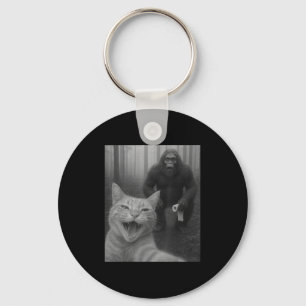 Funny Cat Surprised Happy Selfie With Bigfoot Sasq Key Ring