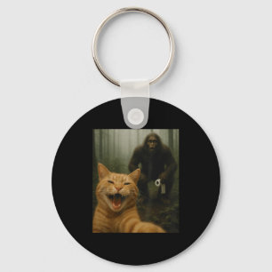 Funny Cat Surprised Happy Selfie With Bigfoot Sasq Key Ring