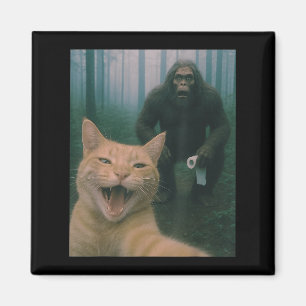Funny Cat Surprised Happy Selfie With Bigfoot Sasq Magnet