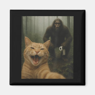 Funny Cat Surprised Happy Selfie With Bigfoot Sasq Magnet