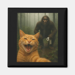 Funny Cat Surprised Happy Selfie With Bigfoot Sasq Magnet