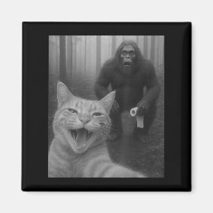 Funny Cat Surprised Happy Selfie With Bigfoot Sasq Magnet