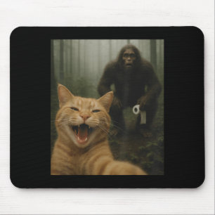 Funny Cat Surprised Happy Selfie With Bigfoot Sasq Mouse Pad