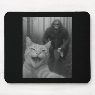 Funny Cat Surprised Happy Selfie With Bigfoot Sasq Mouse Pad