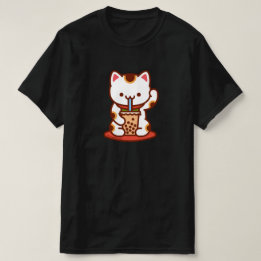 Funny Cat T-shirt - MANEKI-NEKO BOBA KIT-TEA