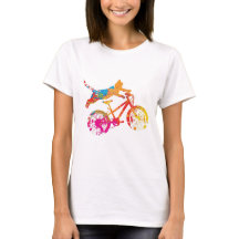 Funny cat t-shirt on a painting bike.