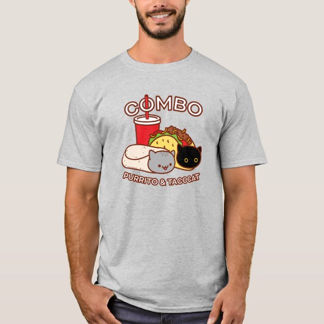 Funny Cat T-Shirt - PURRITO & TACO CAT Combo (Front)