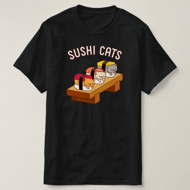 Funny Cat T-Shirt - SUSHI CATS (Design Front)
