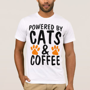 Funny Cat T-shirts, CATS AND COFFEE, POWERED BY! T-Shirt