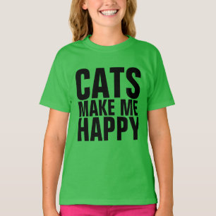 Funny CAT t-shirts for Kids, CATS MAKE ME HAPPY