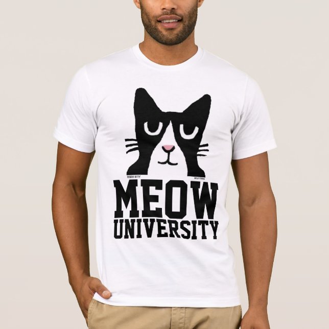 Funny Cat T-shirts, MEOW UNIVERSITY T-Shirt (Front)
