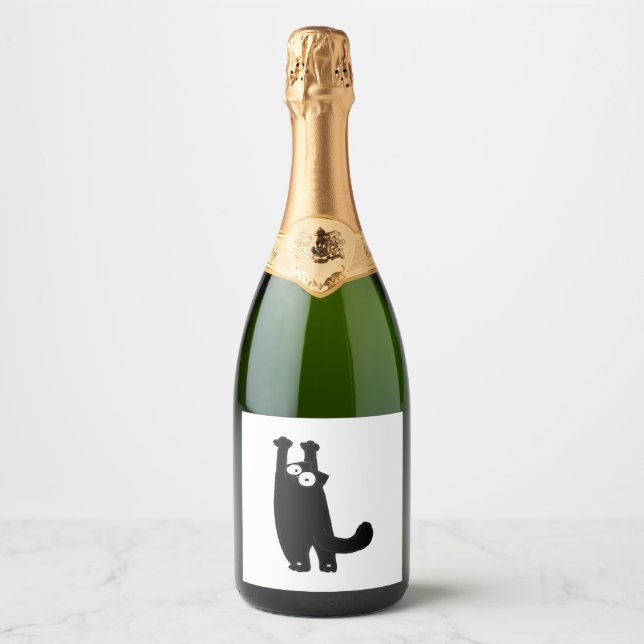 funny cat t sparkling wine label (Front)