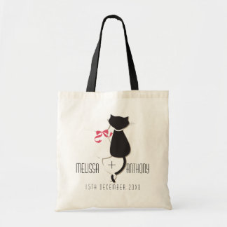 Funny Cat Tails Couple Monogram Wedding Engagement Tote Bag