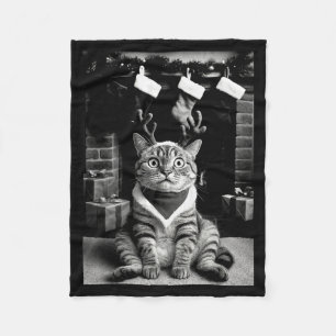 Funny Cat Taking A Selfie Christmas Xmas Pajamas H Fleece Blanket
