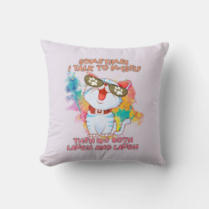 Funny Cat Talking to Itself –Cute and Humourous Ca Cushion
