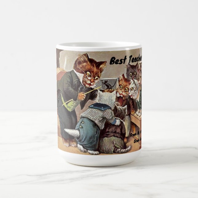Funny Cat Teacher Teaching Cat Students Coffee Mug (Center)