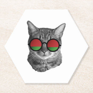 Funny Cat Tee Shirt - Belarus Paper Coaster