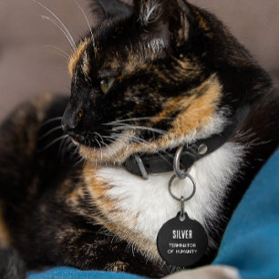 Funny Cat Terminator of Humanity Monogram Pet ID Tag