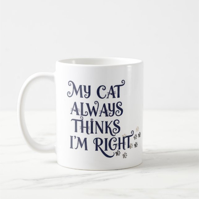 Funny Cat Text Coffee Mug (Left)