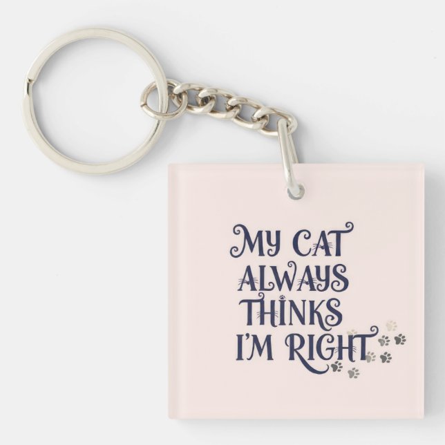 Funny Cat Text Key Ring (Front)