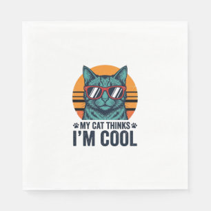 Funny Cat Thinks Im Cool Vintage Napkin