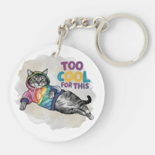 Funny Cat Too Cool for This Key Ring