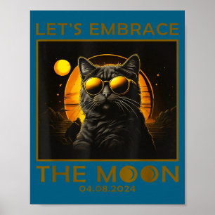 Funny Cat Total Solar Eclipse Embrace Poster