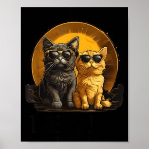 Funny Cat Total Solar Eclipse Embrace Poster