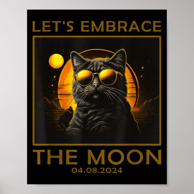 Funny Cat Total Solar Eclipse Embrace Poster (Front)