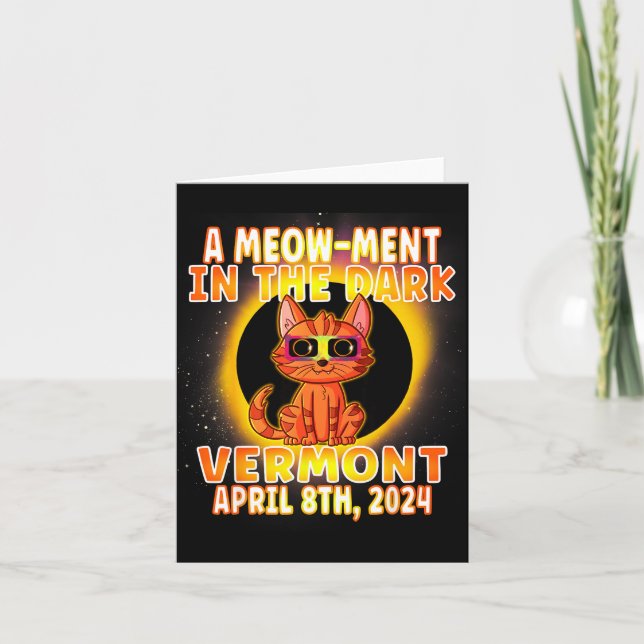 Funny Cat Total Solar Eclipse Pun Card (Front)
