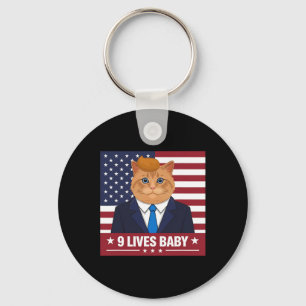 Funny Cat Trump 9 Lives By Funny Vote For Trump Ca Key Ring