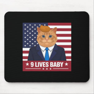 Funny Cat Trump 9 Lives By Funny Vote For Trump Ca Mouse Pad