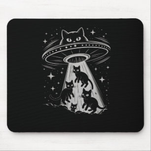 Funny Cat Ufo Spaceship Alien Galaxy Aesthetic  Mouse Pad