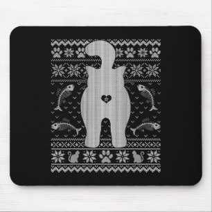 Funny Cat Ugly Christmas Sweater Family Matching X Mouse Pad