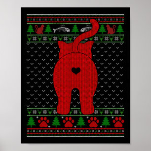 Funny Cat Ugly Christmas Sweater Family Matching X Poster