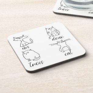 Funny Cat Un Deux Trois Coaster