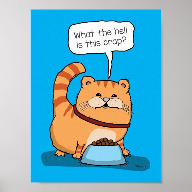 Funny Cat Unhappy With Chow Poster (Front)