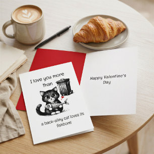 Funny Cat Valentine Card – Fishbone Pun