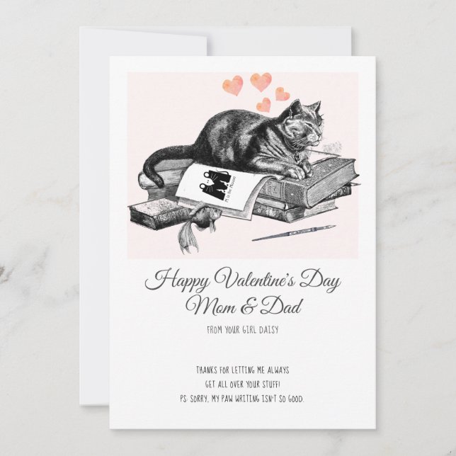 Funny Cat Valentine Holiday Card (Front)