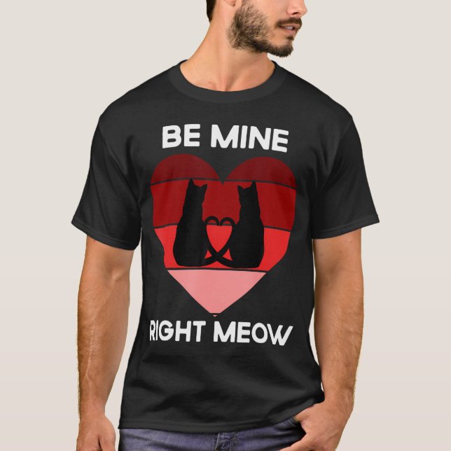 Funny Cat Valentines Day Shirt Kids Be Mine Meow C (Front)