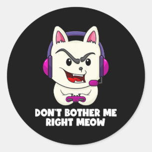 Funny Cat Video Game Right Meow Gamer Boys 1 Classic Round Sticker