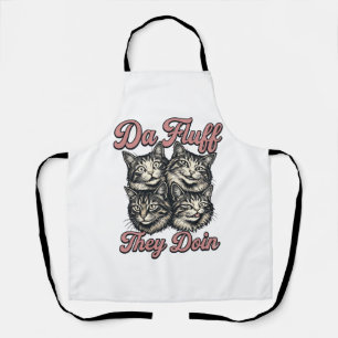 Funny Cat Vintage Engraving Da Fluff They Doin Des Apron