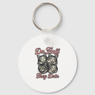 Funny Cat Vintage Engraving Da Fluff They Doin Des Key Ring