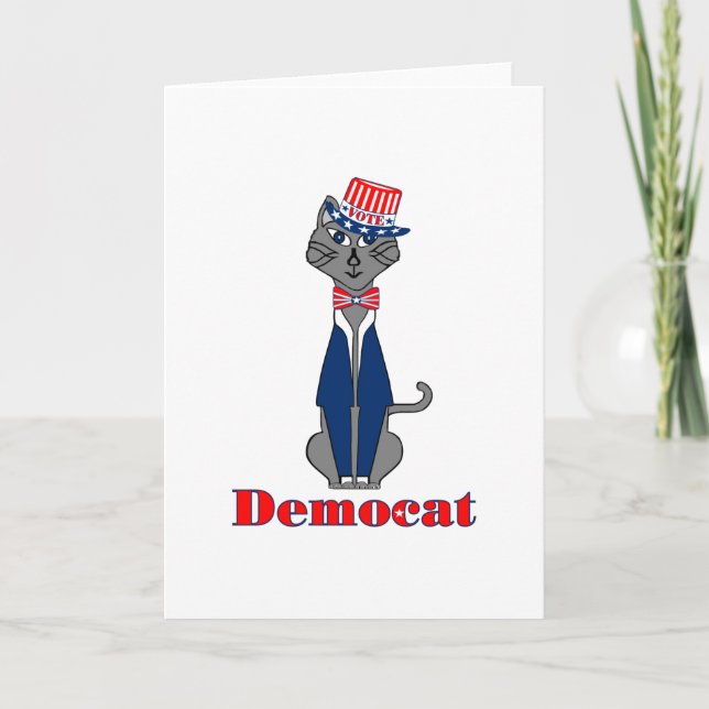 Funny Cat Vote Democat Politics Holiday Card (Front)