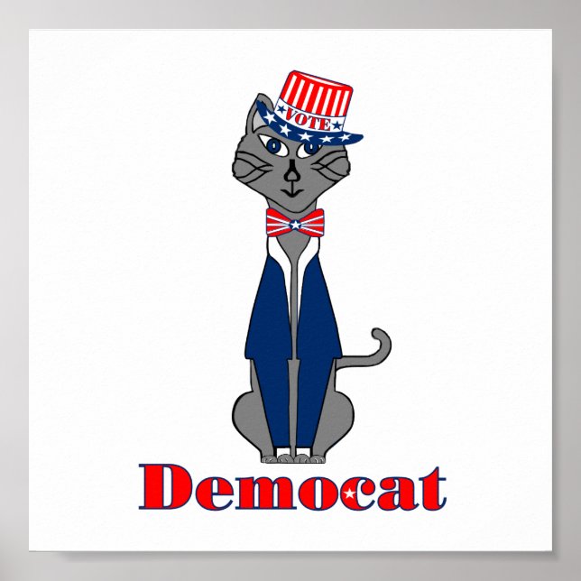 Funny Cat Vote Democat Politics Poster (Front)