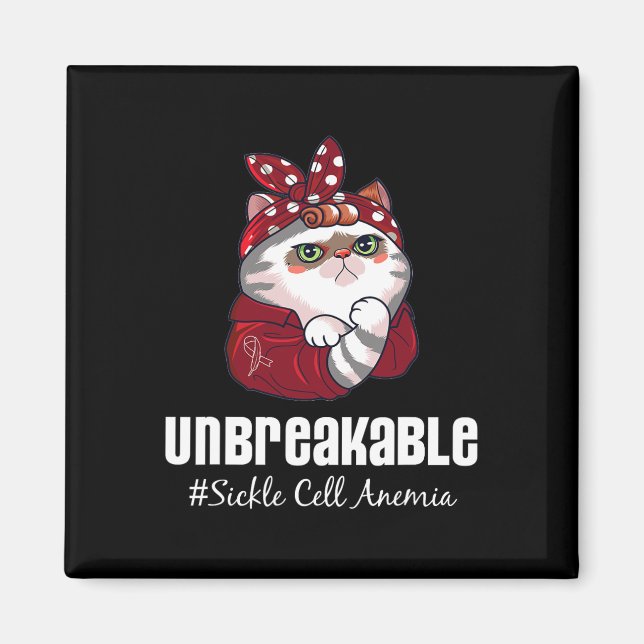 Funny Cat Warrior Unbreakable Sickle Cell Anaemia  Magnet (Front)
